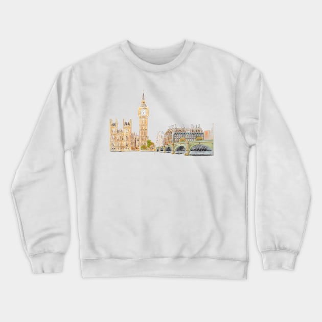 Big Ben and Westminster palace watercolor Crewneck Sweatshirt by colorandcolor